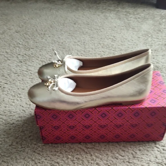 Tory Burch Metallic Gold Loafers - Picture 3 of 10